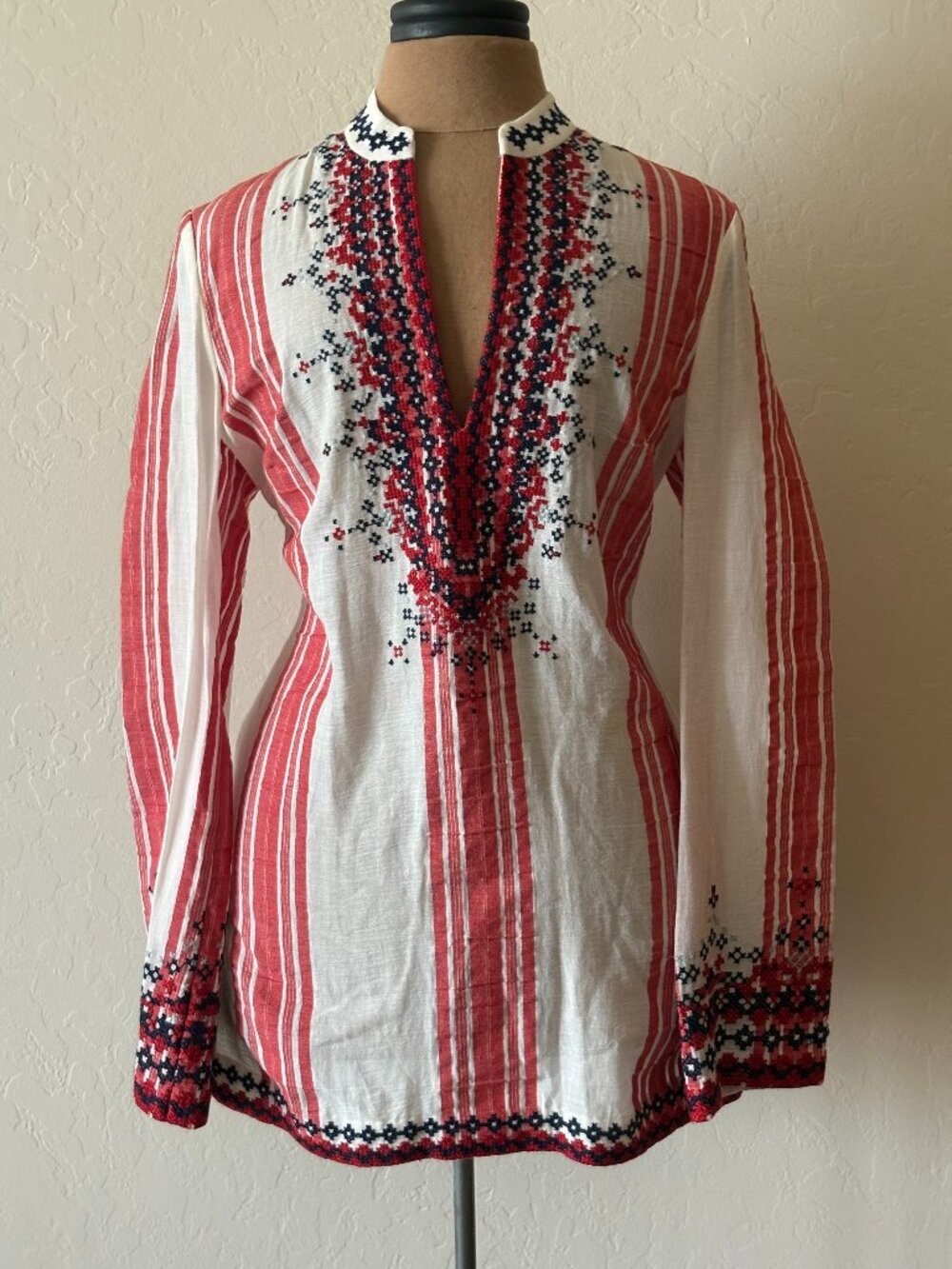 NEW Tory Burch Embroidered Tunic. Size 6. Red/White/Blue. NWT.